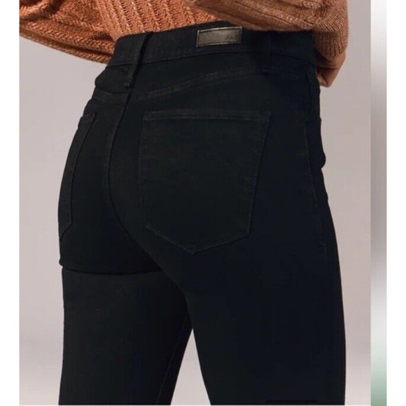 NEW Abercrombie & Fitch Super Skinny Ankle High Rise Jean 27 4L‎ Black Raw Ankle - Picture 2 of 9